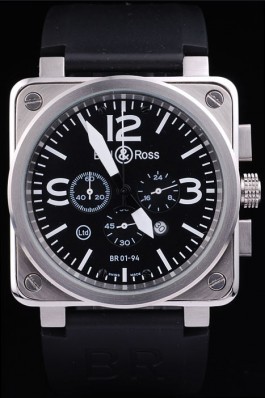 Black Rubber Band Top Quality BR01-94 Steel Black-White Dial Luxury 4202 Bell & Ross Replica