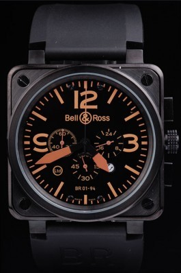 Black Rubber Band Top Quality Ross Carbon-Orange Ion-plated Luxury 4191 Bell & Ross Replica