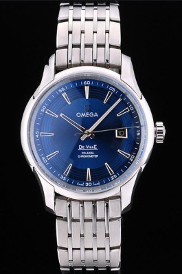 Omega Swiss DeVille Stainless Steel Bezel Blue Dial 7602 Omega Replica Watch