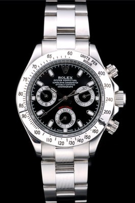 Replica Rolex Daytona Lady Stainless Steel Case Black Dial Tachymeter Watches