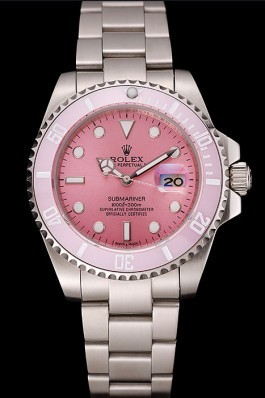 Replica Rolex Submariner Pink Dial Pink Bezel Stainless Steel Bracelet 1453865 Watches