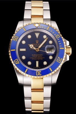 Swiss Replica Rolex Submariner Blue Dial And Bezel Two Tone Steel Gold Bracelet Watches