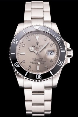 Swiss Replica Rolex Submariner Silver Dial Diamond Markings Black Bezel Stainless Steel Case And Bracelet Watches