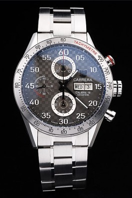 Tag Heuer Swiss Carrera Tachymeter Bezel Stainless Steel Checkered Brown Dial Tag Heuer Replica